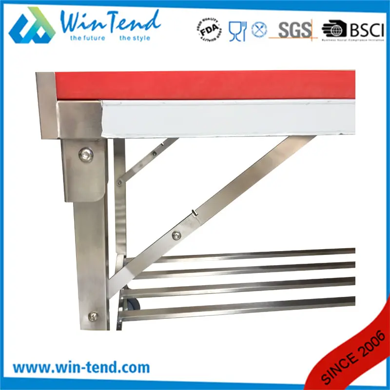 Best Offer Folding Stainless Steel Work Table with PE Board and Wheels