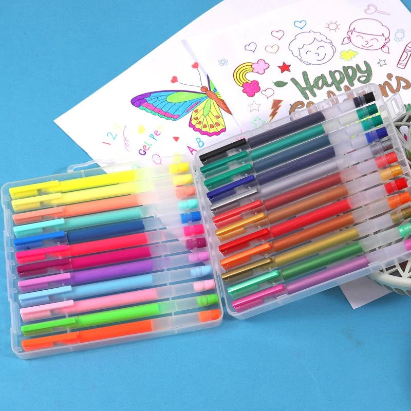 Foska Plastic Kids 24PCS Pastel Neon Metal Gel Ink Pen