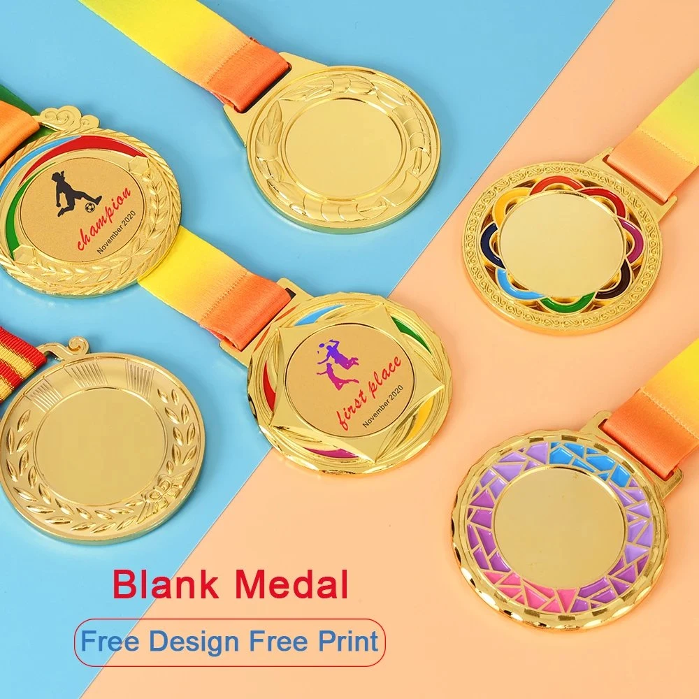 Stainless Steel 2022 Fields First Place Customized Gold Plated Medallion Champion High quality/High cost performance  Enamel Custom Logo Medal with Lanyard