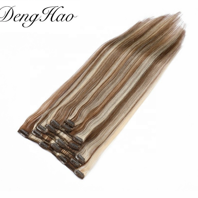 Gerade Piano Farbe Human Hair Extensions Clip in