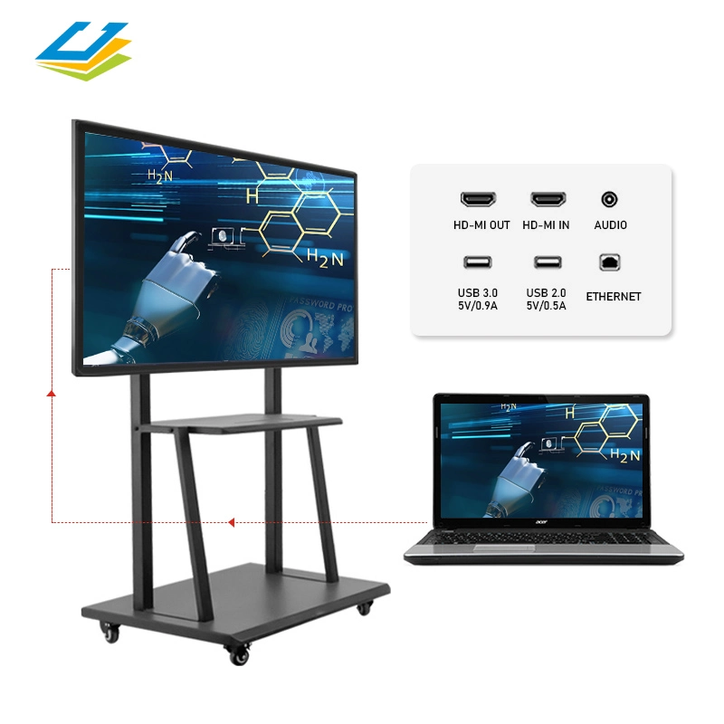 65 Inch Android/Windows 4K Multi Infrared Touch All in One Advertising Display Portable Interactive Meeting Whiteboard