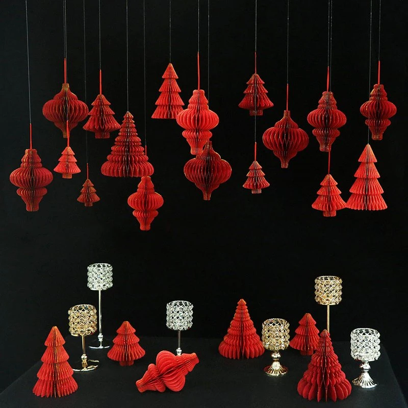 Christmas Party Supplies Foldable Honeycomb Tree Window Display Home Decorations