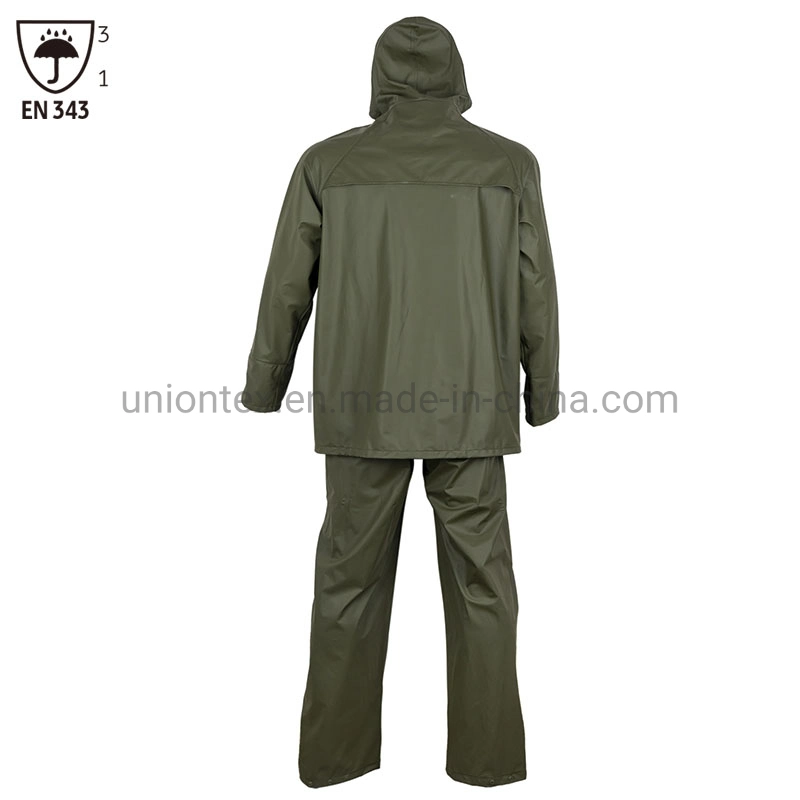 Ne343 Rainsuit personalizada Hombres chaqueta impermeable Rainwear PU Pantalones prendas de vestir traje de baño de PVC