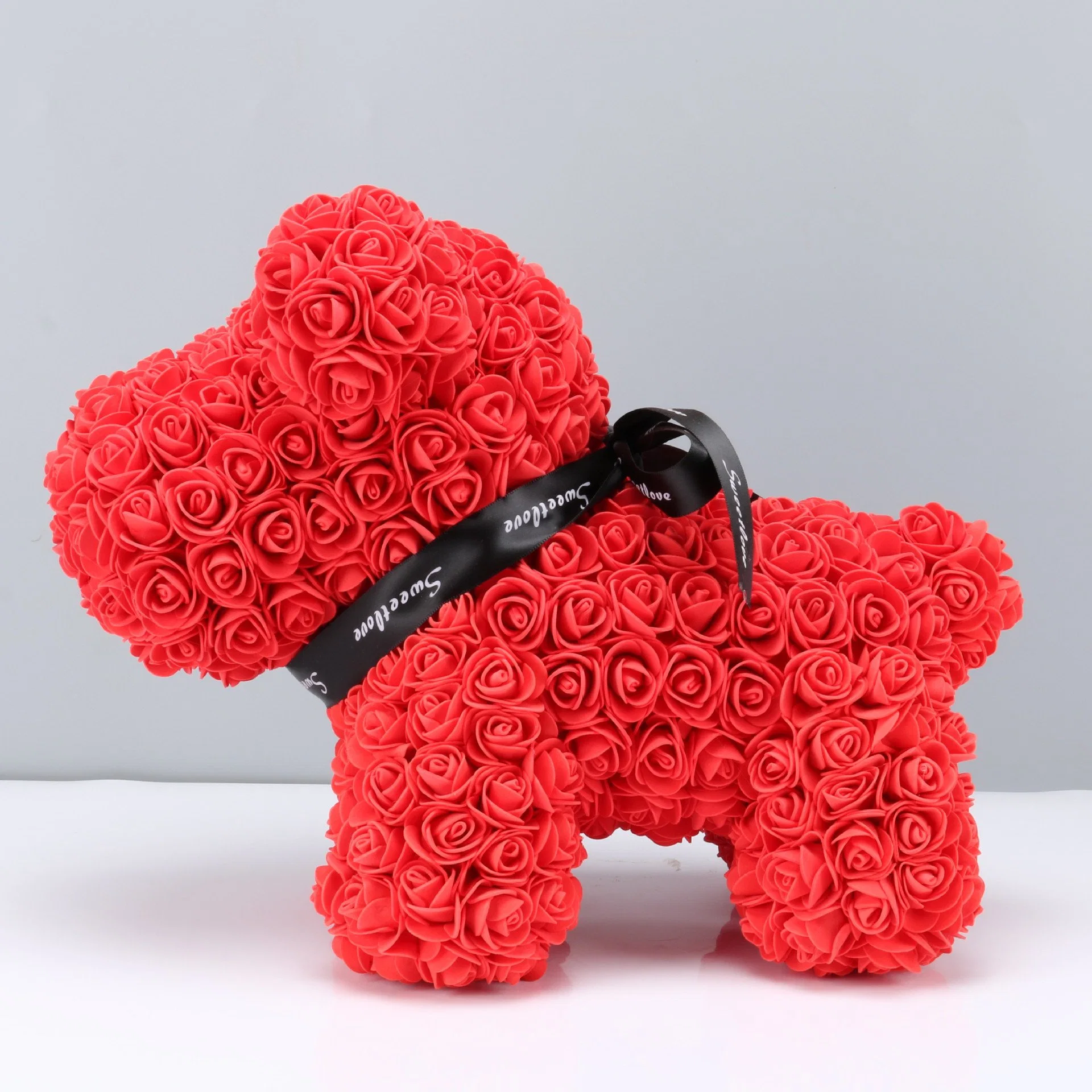 Rosa de peluche rosa flor artificial PERRO PERRO decoración navideña para la casa madre de San Valentín regalos .