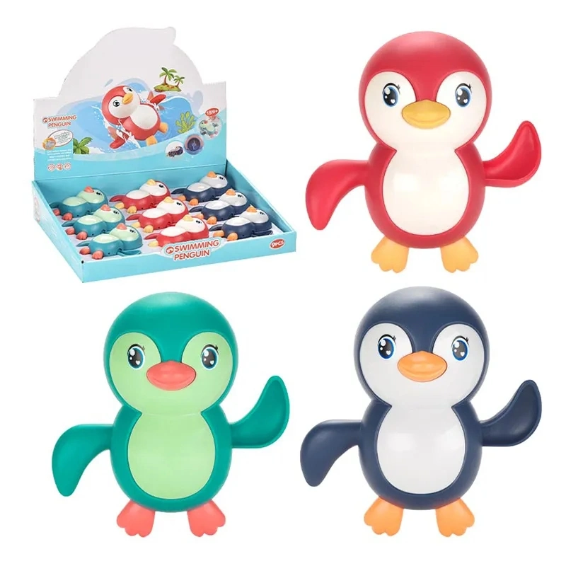 Jouets de bain intéressants pour bébé, jouets de salle de bain colorés et mignons en forme de pingouins, cadeau en plastique pour enfants, jouets de chaîne pour jouer dans la salle de bain.