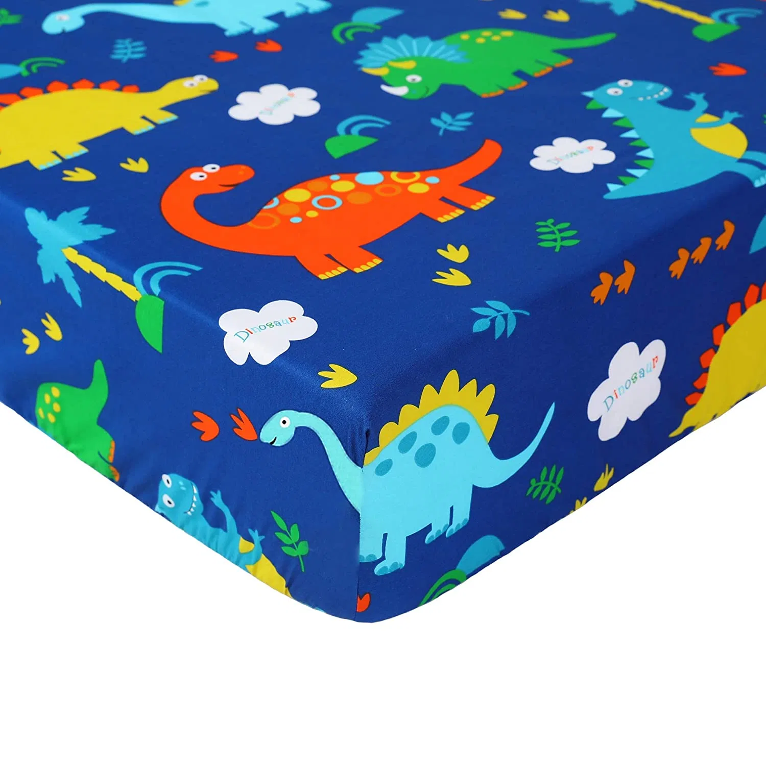 Azul marino y verde bebé dinosaurio moderno niños o niñas, ropa de cama de bebé conjunto