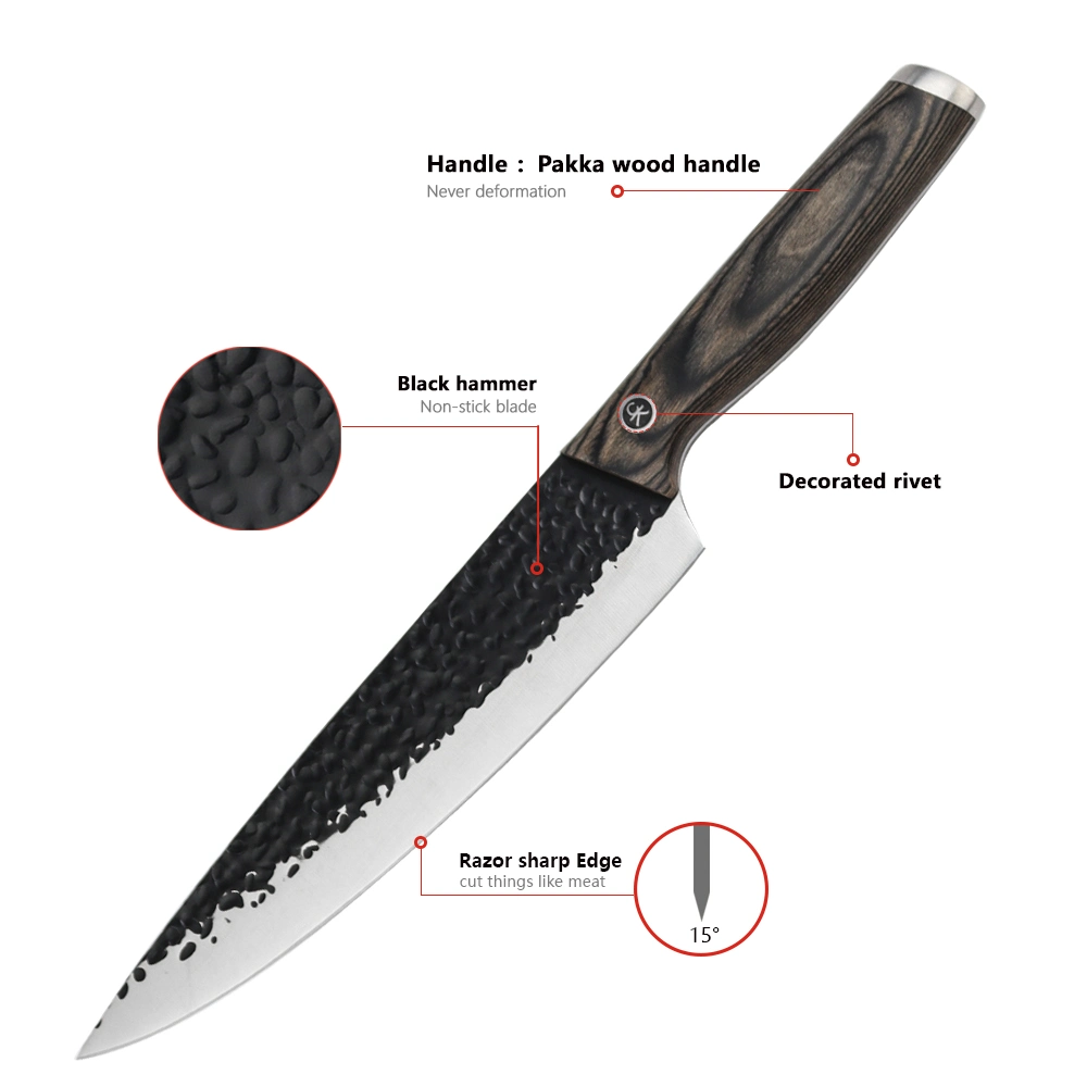 Hip-Home Stainless Steel Black Cooking Knife Wood Handle Kitchen Knife