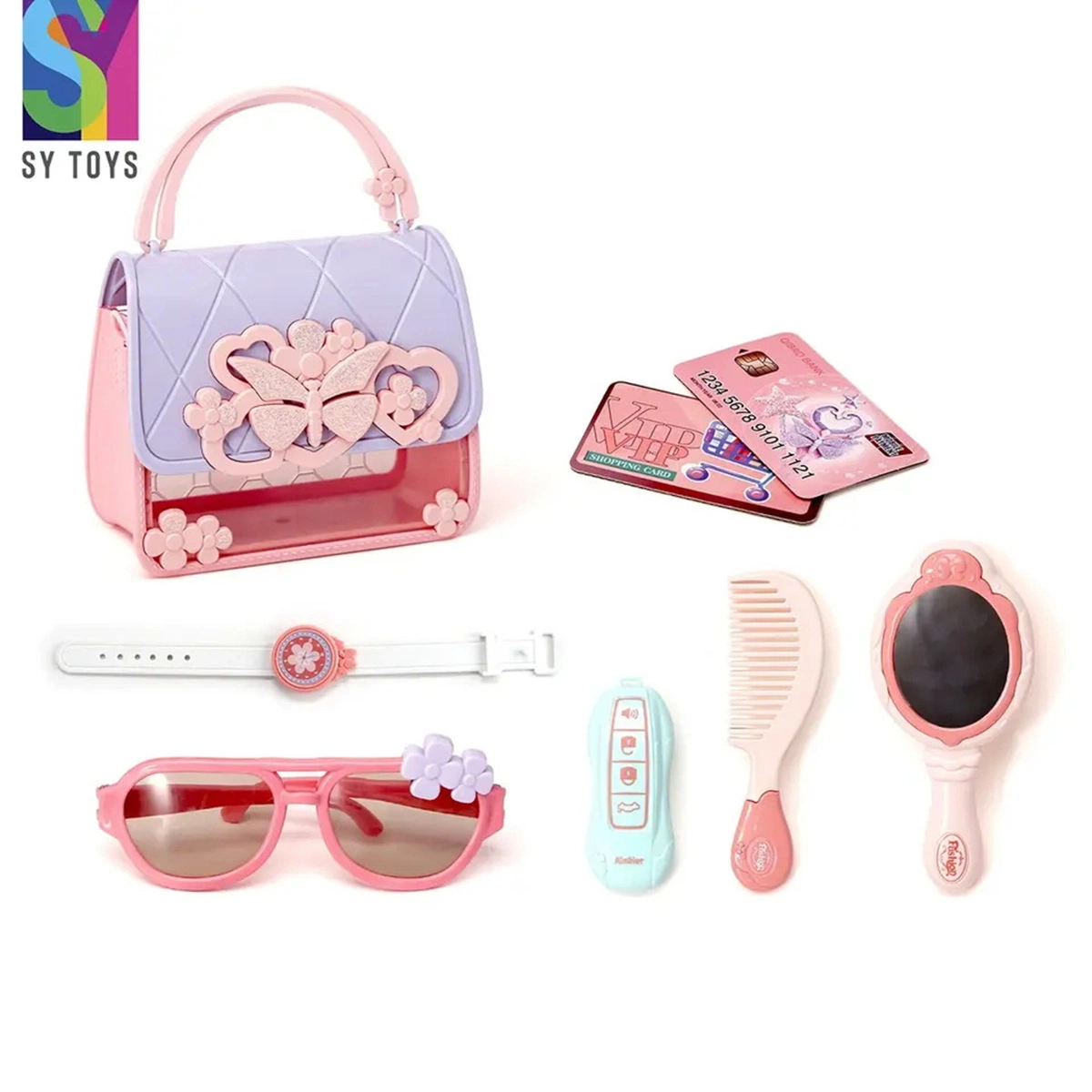 Sy Pretend My First Purse Princess Set Fashion Stylish Handbag Pretend Play Beauty Makeup Toys for Girls Beauty Set