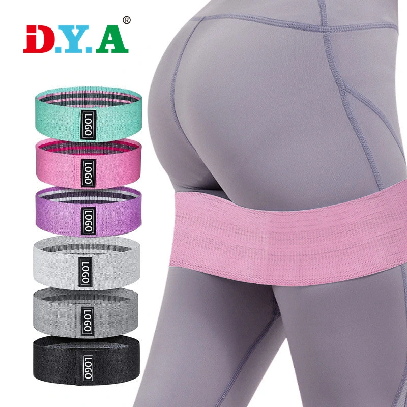 Low MOQ Elastic Fabric Resistance Band Set von 3, Übung Yoga Glute Band Gym Fitness Booty Bands für Bein Po mit Tragetasche