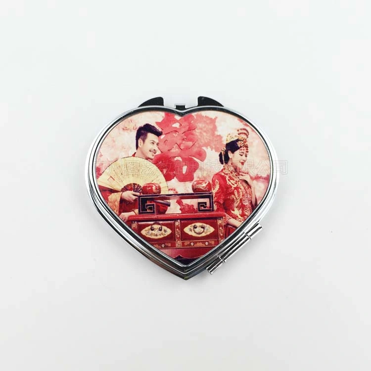 Sublimation Blank Heart Shape Compact Makeup Mirror for Heat Transfer Pritnting