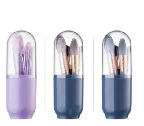 9PCS Set Purple Color Makeup Brush Eyeline Brush Foundation Brush Lady Cosmetics Tools with Plastic Bottle