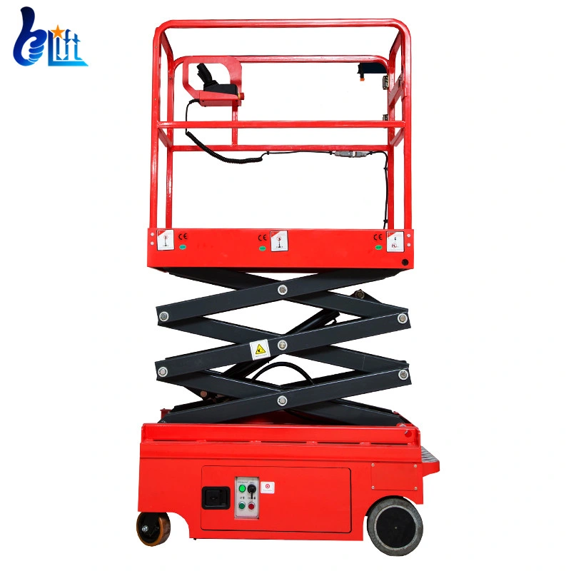 DC Power Electric Drive Mobile Scissor Electric Lift Mini Self Propelled Lifting Tools 300kg Load Capacity