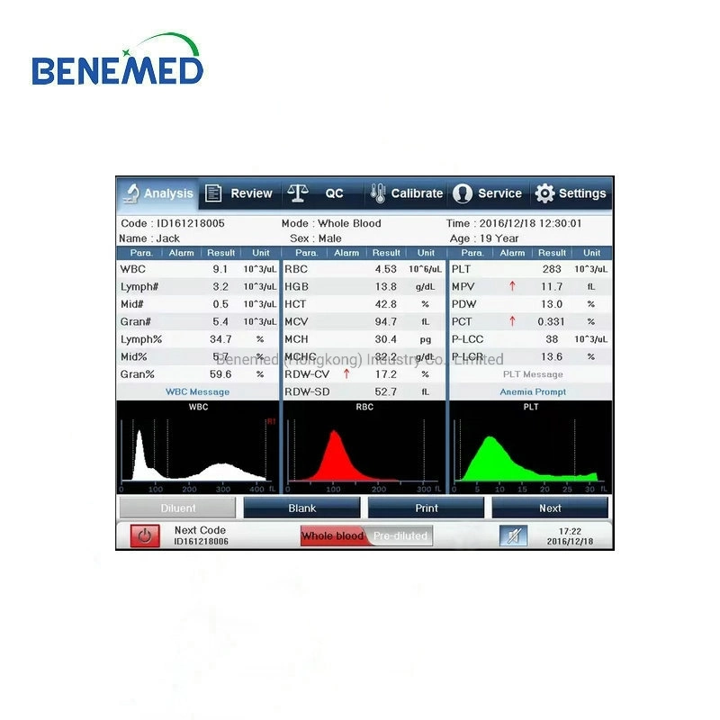 Biomètre laboratoire 3-Diff analyseur de machine de test de sang vétérinaire 60tests/H médical Analyseur d'hématologie vétérinaire Fullyautomatic 12 Vet pour hôpitaux