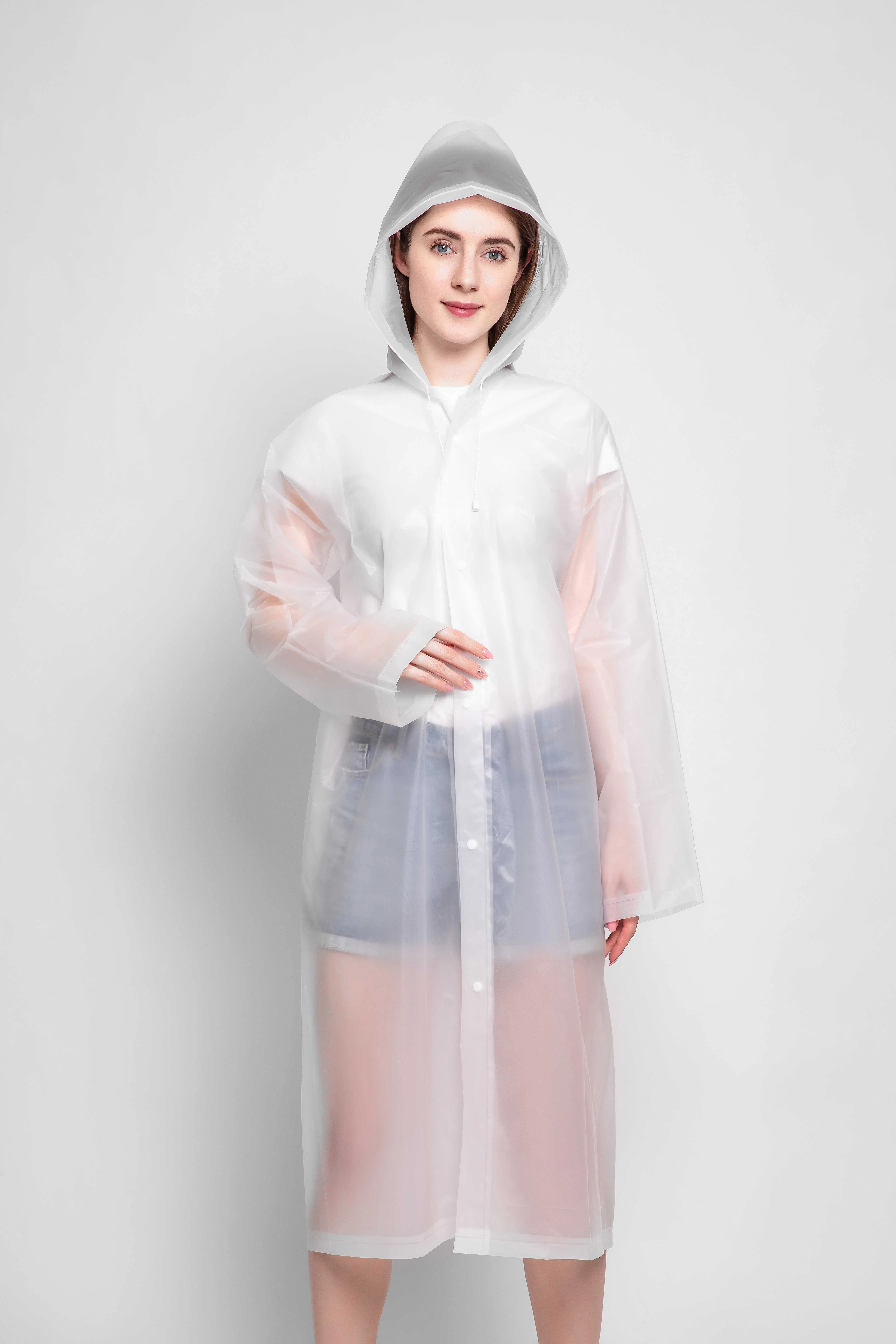 Hot Sale Reusable Hooded EVA Rain Poncho Raincoat