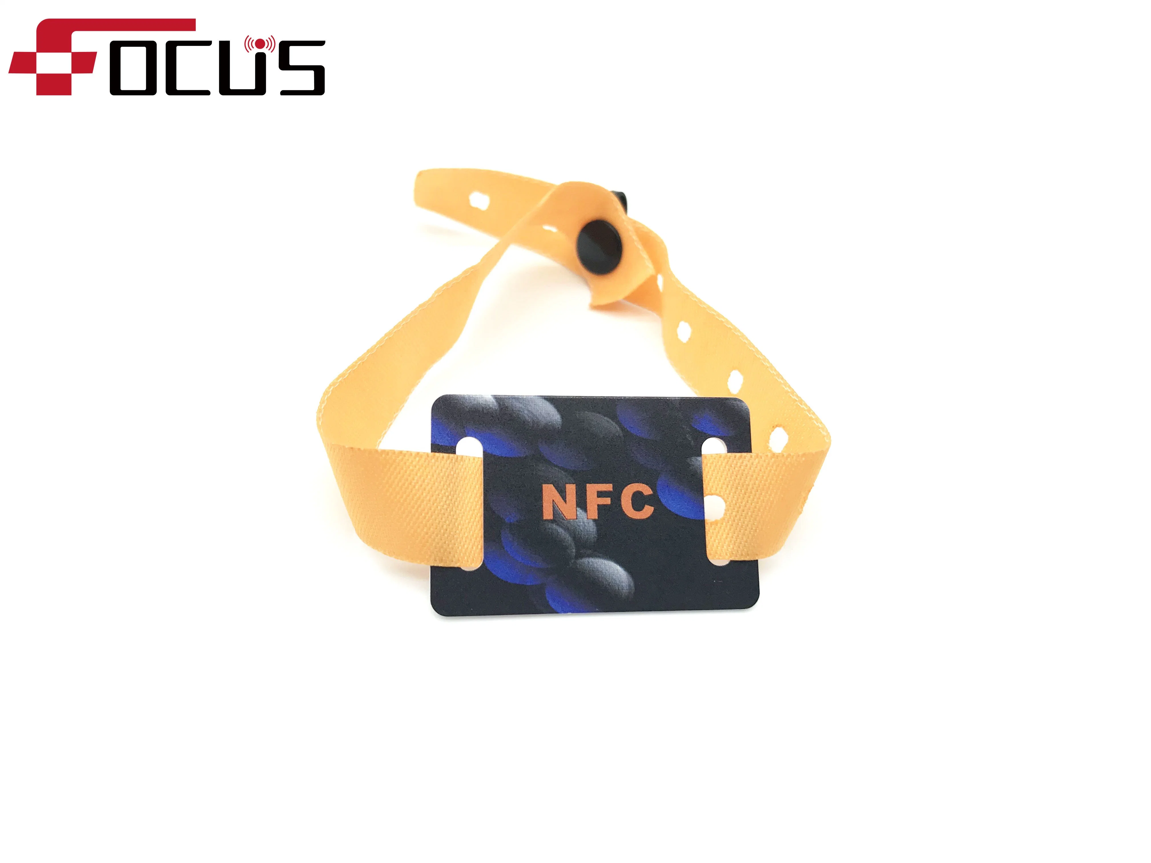 Custom Factory NFC Festival Event 13.56MHz RFID Woven Wristband Bracelet