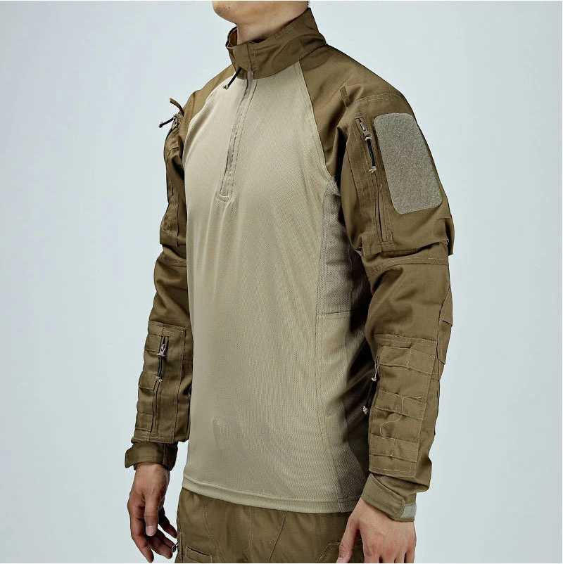 Khaki Tactical Frog Suit Military Style Combat Shirt for Man