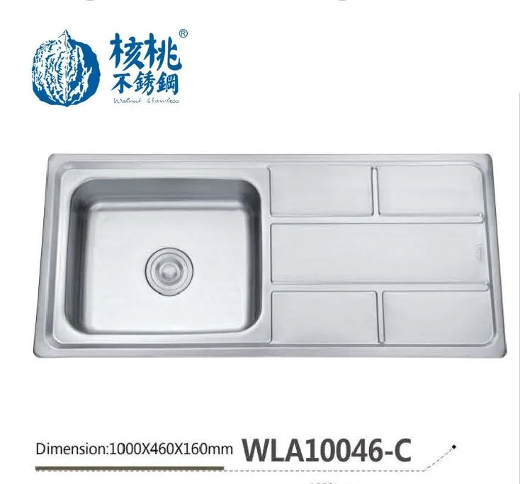 Stainless Steel Sink Kitchen Sink Factory OEM Single Bowl Single Drain Wla8650-C