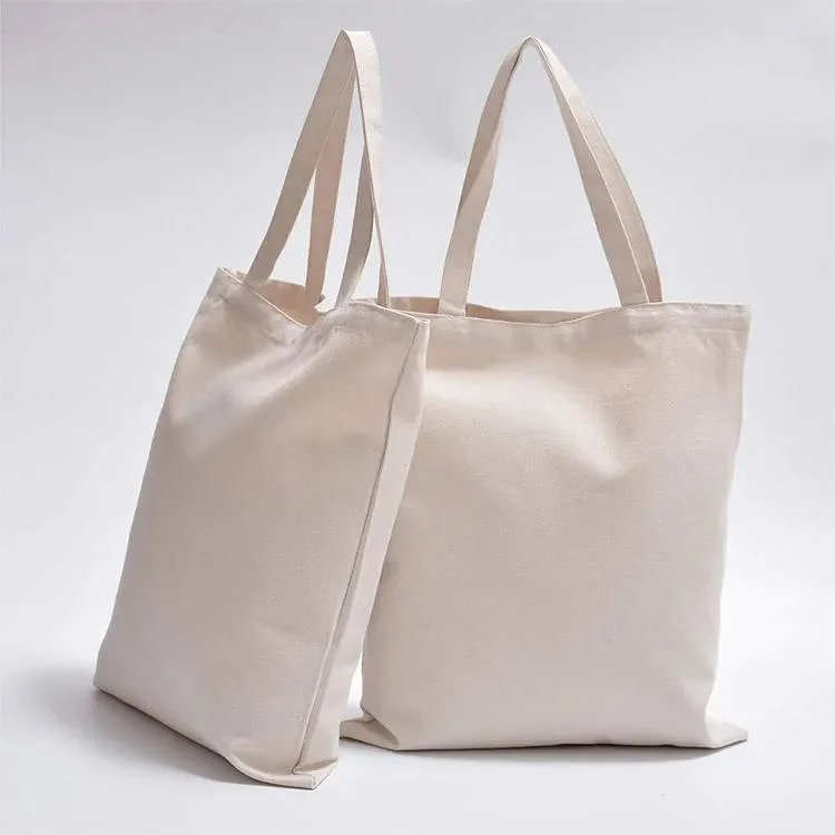 Custom Logo Printed White Cotton Canvas Drawstring Tote Bag for Shopping