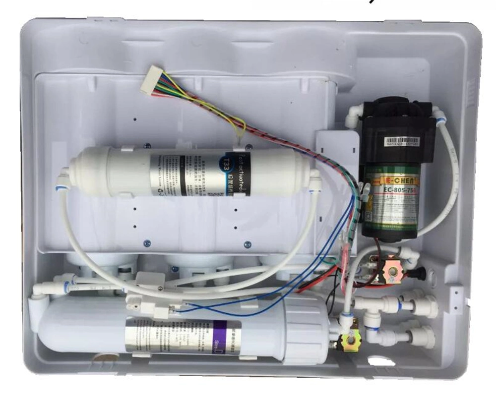 Completamente automática de filtros recambiables de gran capacidad del sistema de ósmosis inversa RO purificador de agua caliente la venta de escritorio de la máquina de agua RO 5 etapa 550W 100 gpd Atrás Inicio