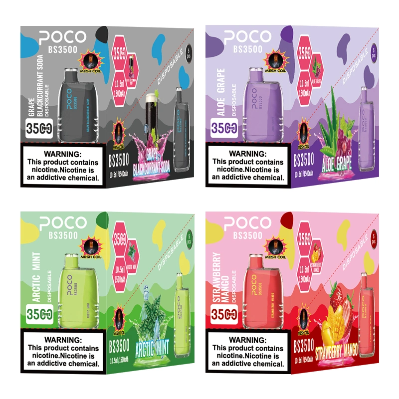 High quality/High cost performance  E Cigarettes Vape Pen Poco BS 3500 Puffs Disposable/Chargeable Vape Starter Kit Pre-Filled 10.5ml Pod Smoking Oil Cartridges 1500mAh Battery