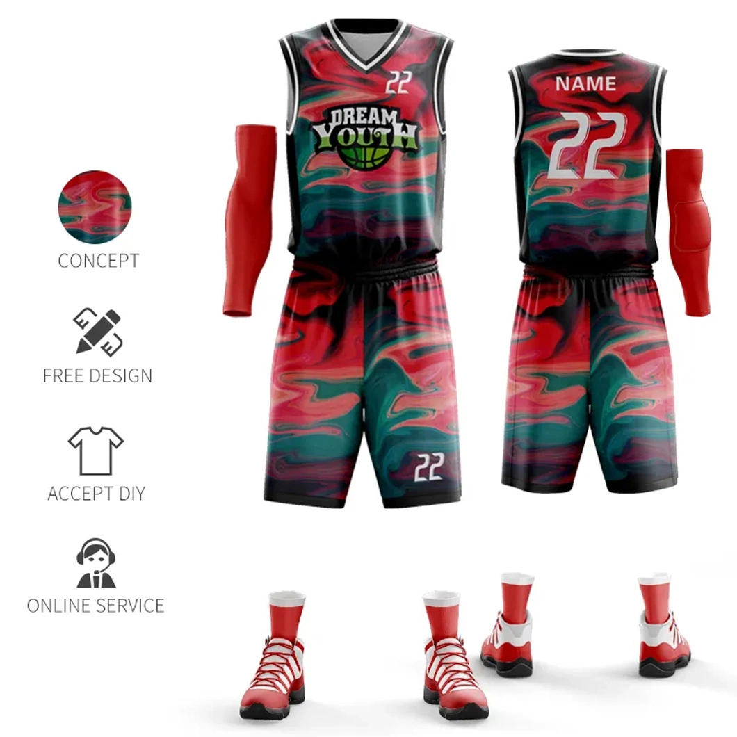 Camisola de basquetebol e calções de basquetebol atacado OEM Sublimation Team