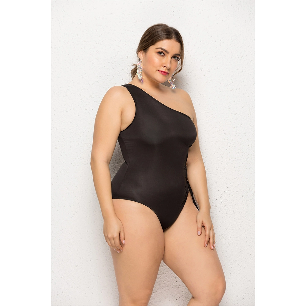 Women's New Swimsuit Fashion Sexy Slant Shoulder Hollow out Bundle Swimwear Bikini Plus Size off Shoulder One Piece Swimsuit Women's Sports Beachwear