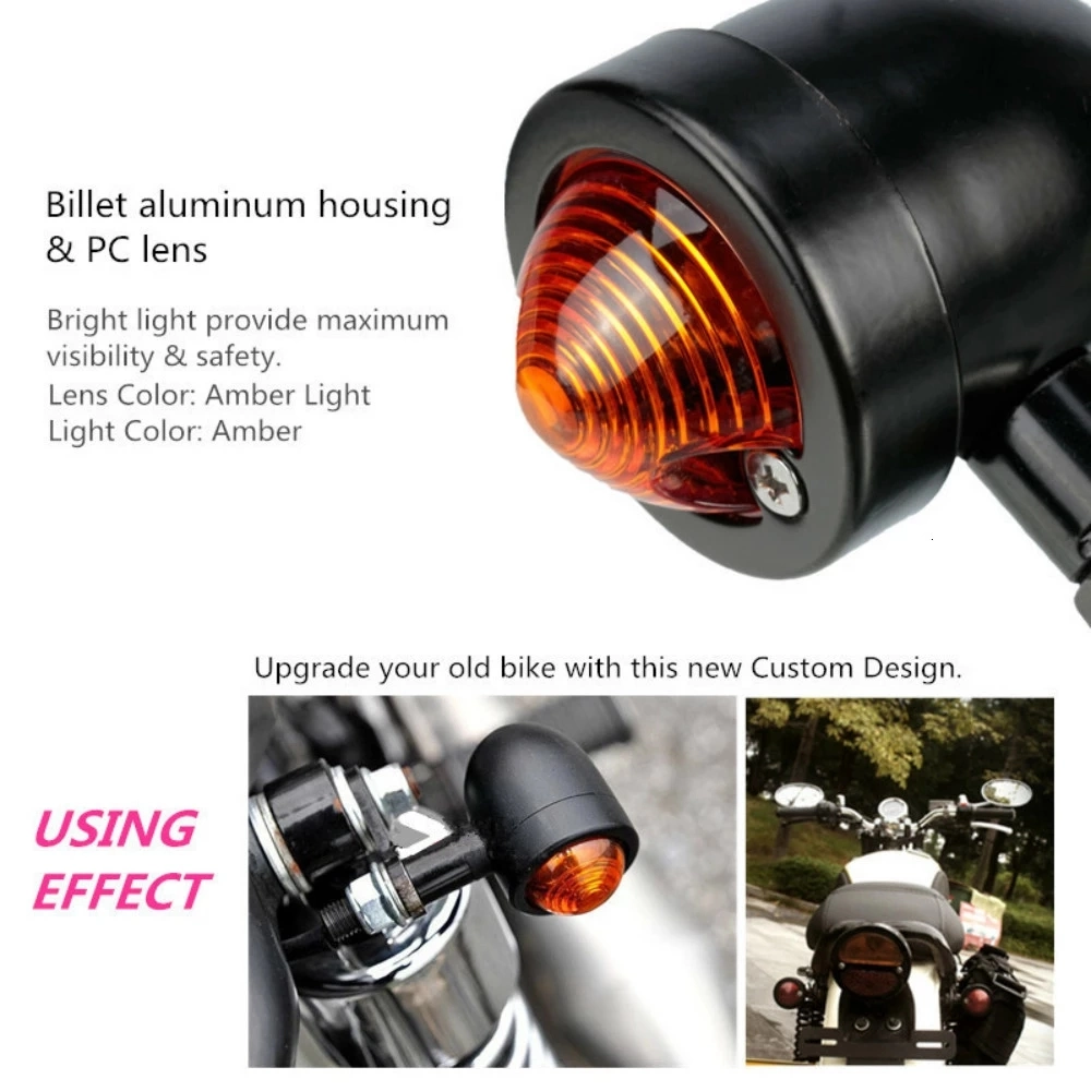 Motorbike Blinker Headlight 12V Indicator Lamp Bullet Chrome Black New