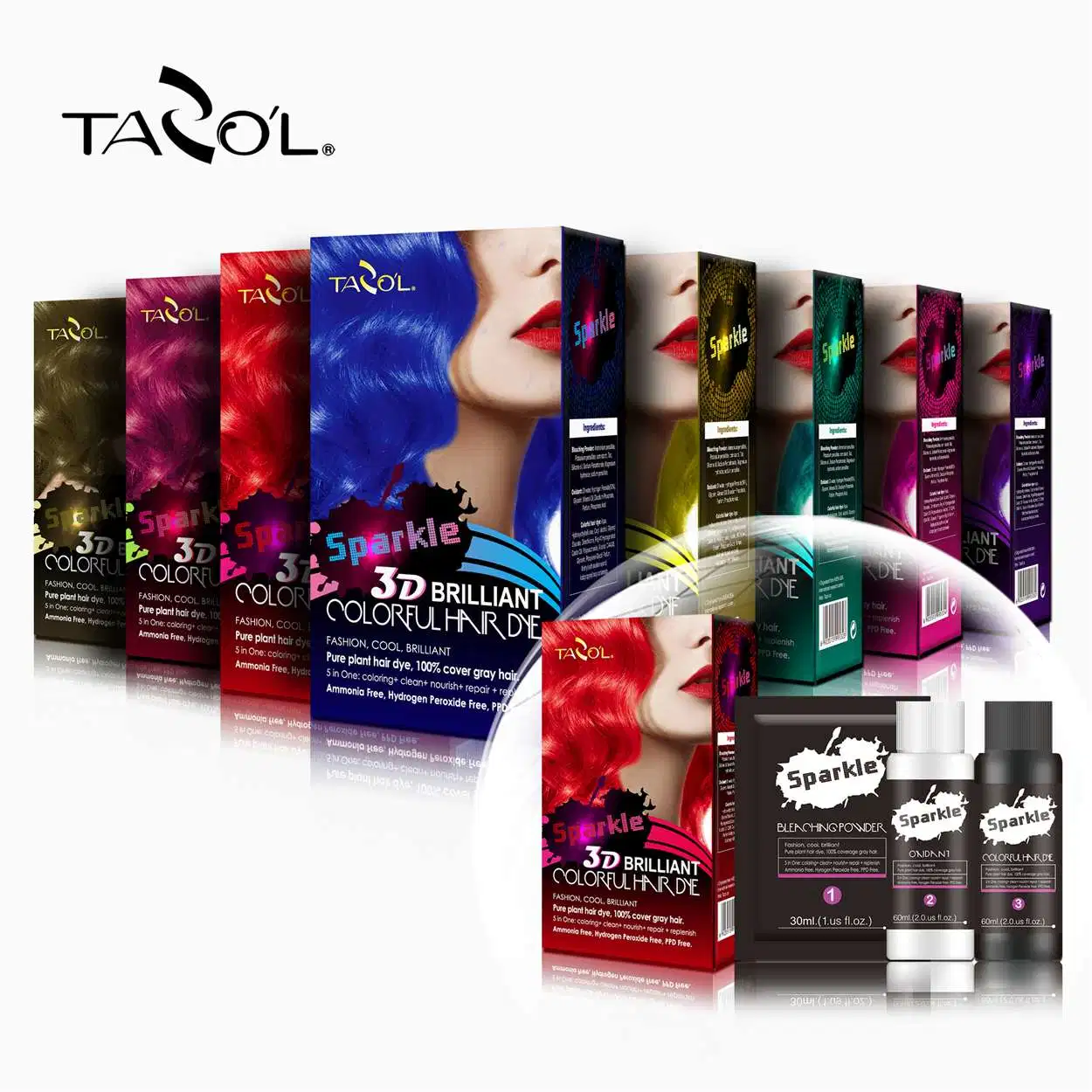 Tazol Cosmetic Semi-Permanent Sparkle 3D Brilliant Colorful Hair Dye