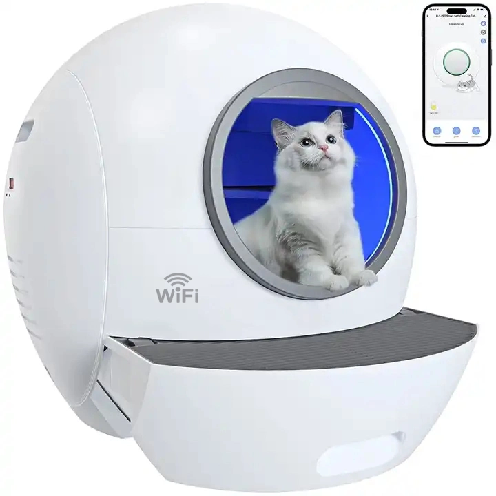 Роскошный дизайн Отключение звука работа Smart Phone Remote WiFi Control Cat Отсек для мусора Интеллектуальная дезинфекция Автоматическая очистка стерилизация туалета Cat Коробка для джиттера Cat