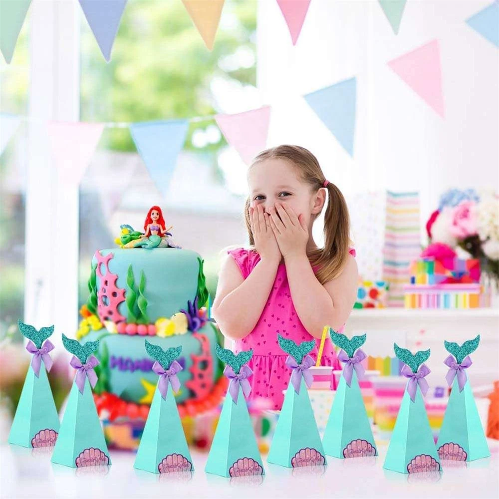 Boîtes de popcorn Sacs cadeaux sirène Décorations de fête de baby shower d'anniversaire