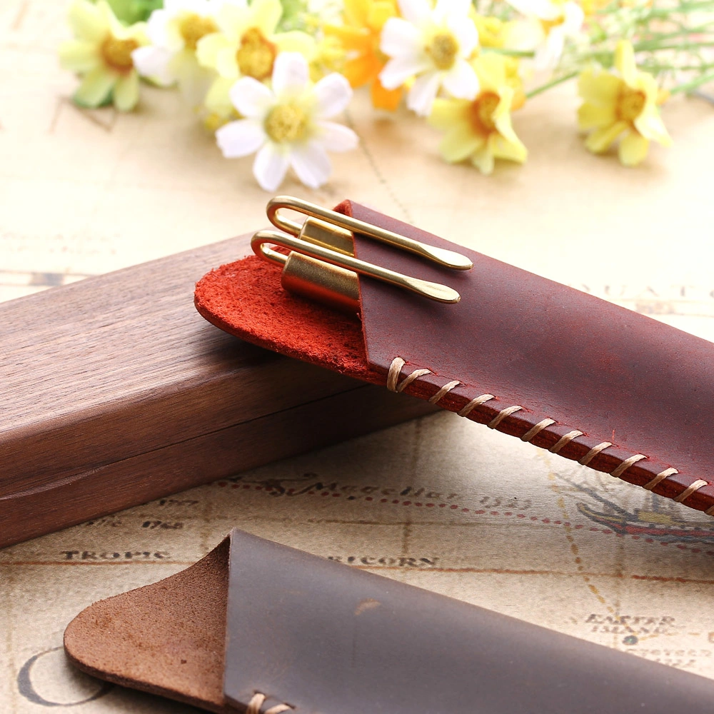 Personalized Fashion Leather Oblique Line Travel School Stationery Pen Pencil Bag