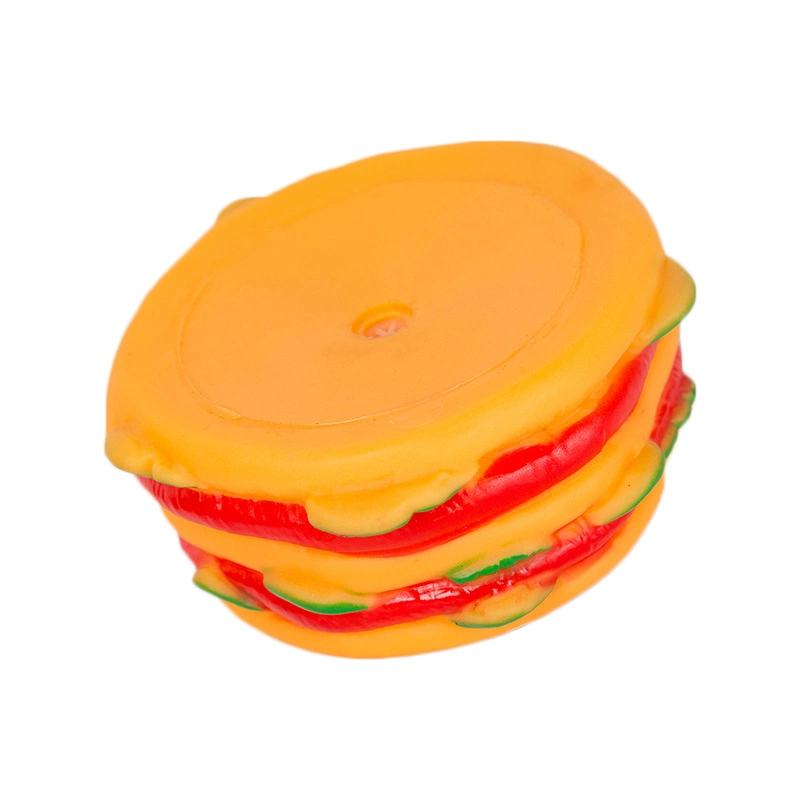 Tc5007 New Durable Soft Vinyl Squeaky Sesame Burger Pet Toy for Dog and Cat