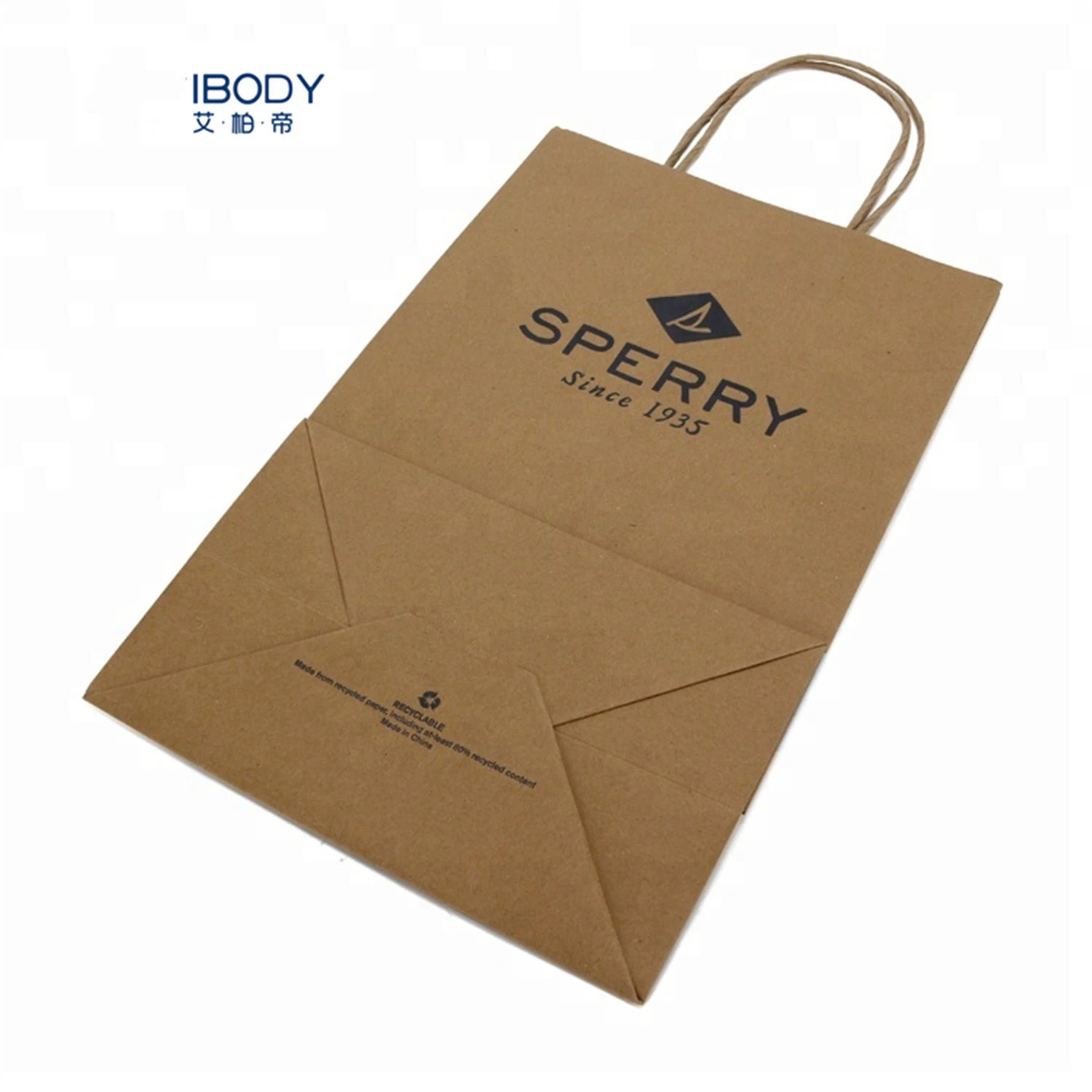 Wholesale Eco-Friendly Customized Logo Twisted Handle Brown Kraft Paper Shopping Bag for Shoes Packaging