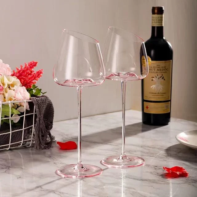 New Design Wedding Used Flamingo Pink Color Wine Glass Crystal Glass Wine Cup
