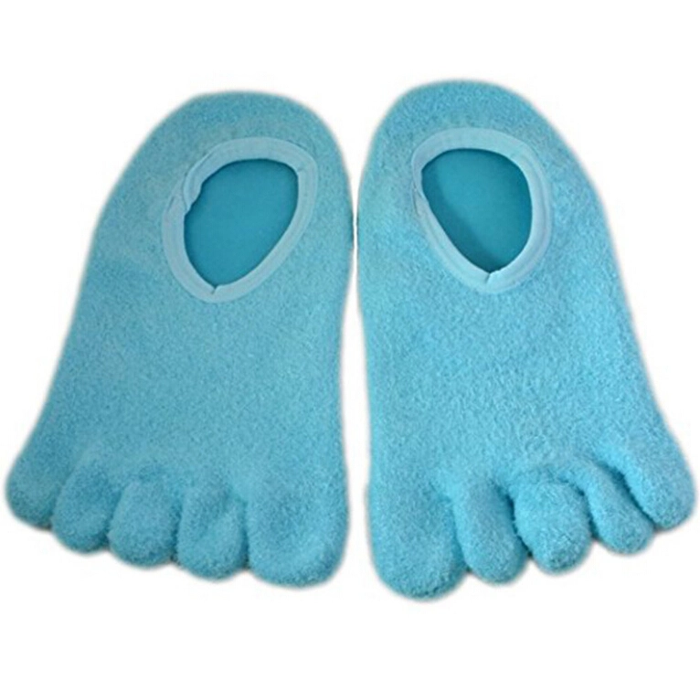 5-Toe Gel Moisturizing SPA Socks for Dry Feet, Cracked Heels, Calluses