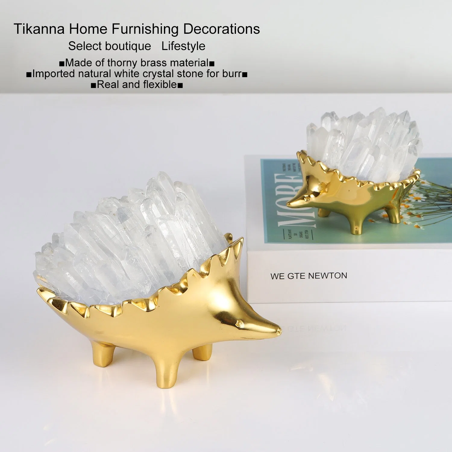 Modern Farmhouse Living Room Decor Simulation Hedgehog Design Brass Accessories for Home