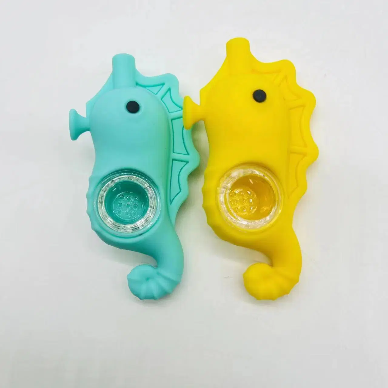 Hotsale Silicone Seahorse Easy Cleaning Tobacco Set Pipe with Glass Small Bowl