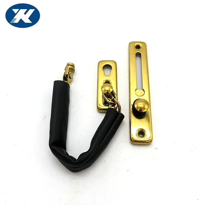 Security Anti-Theft Zinc Alloy Gold Color Door Guard Leather Chain for Sale