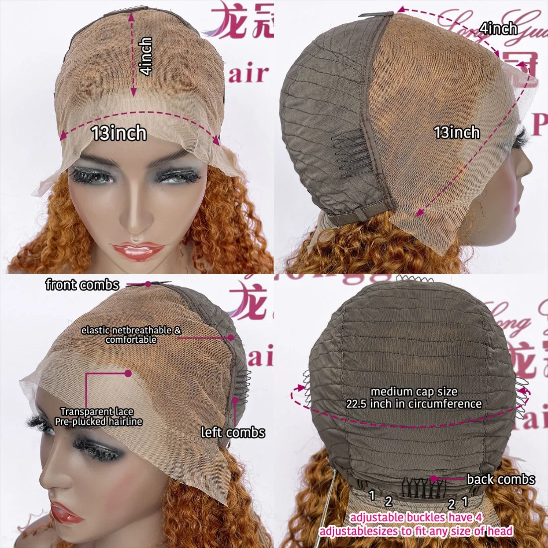 Usine de vente en gros cheveux Piano Color Jerry Curly V partie dentelle Wigs. Avant