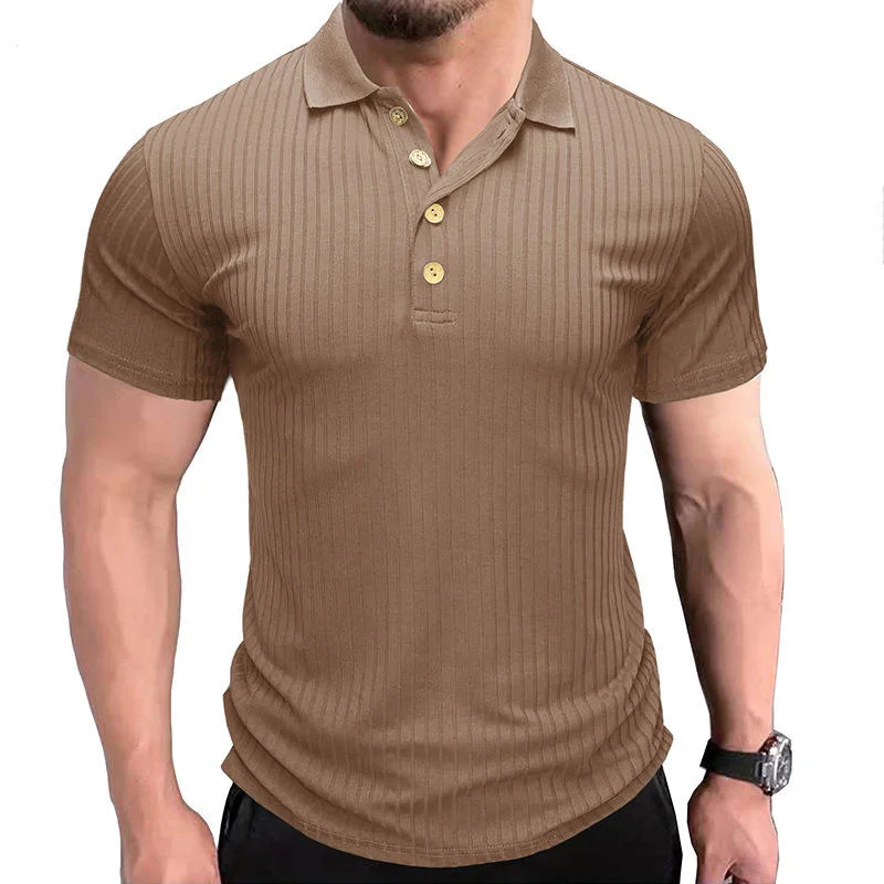 Polo Shirt for Men with Short Sleeve Stitching Lapel Top Bottoming Shirt Trendy T-Shirt