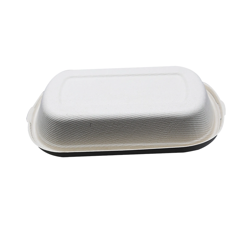 Microwaveable Food Packaging Box Disposable Sugar Cane Pulp Bagasse Food Container Natural Color White Takeaway Fast Food Box with Lid