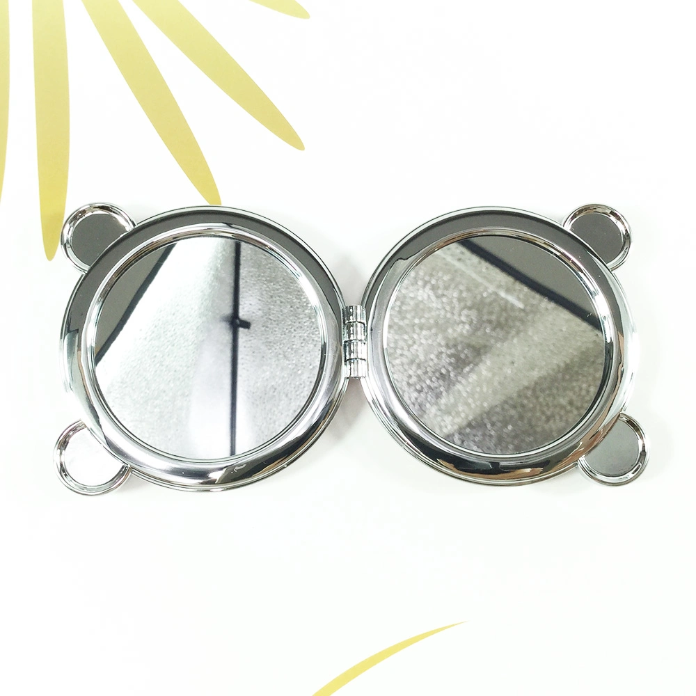 Metal Duble Side Pocket Mirror Lovely Ears PU Makeup Mirror