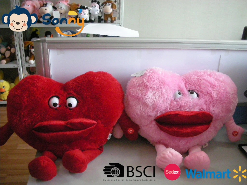 OEM Musical Valentine&prime; S Day Plush Gift Heart Cushion