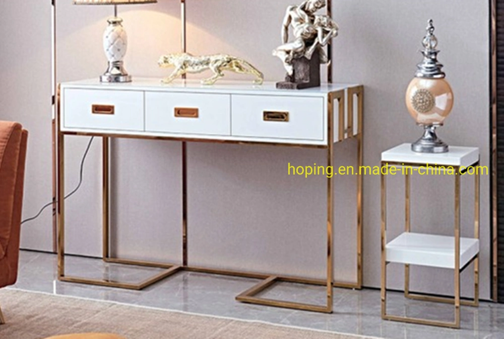 Console Table, Narrow Hallway Dressing Desk with Metal Frame for Hotel Room, Living Room, Bedroom