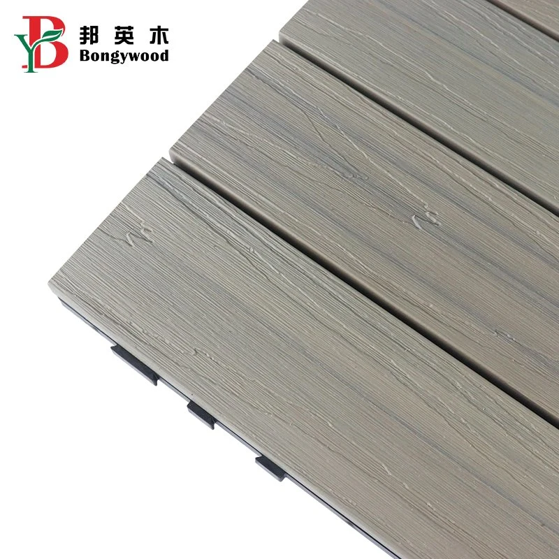 Interlocking Wood Plastic Composite Decking DIY WPC Tile 30*60cm Wood Grain Flooring