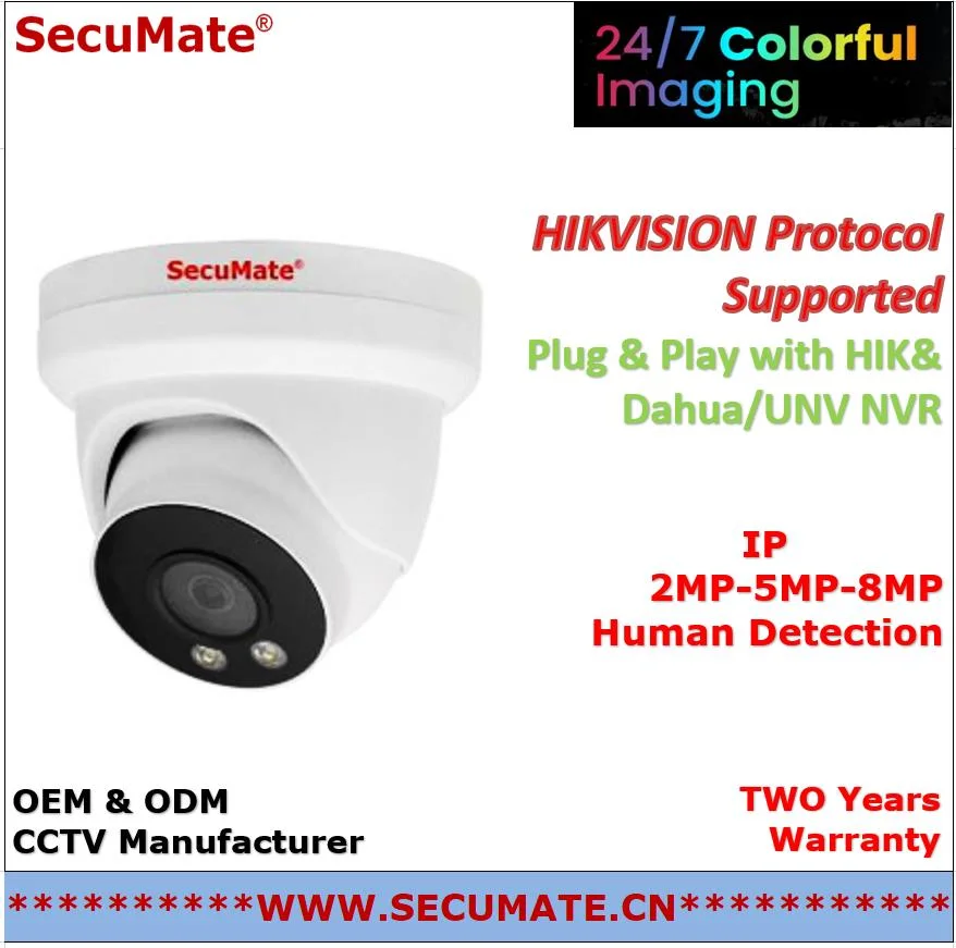 Colorvu Starlight 8MP 4K Network IP Dual Light Full Colour IR Turret Dome Surveillance Amera