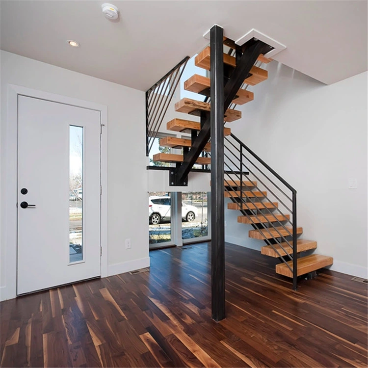 Modern Steel Stairs / Stainless Steel Railing Mono Beam Staircase