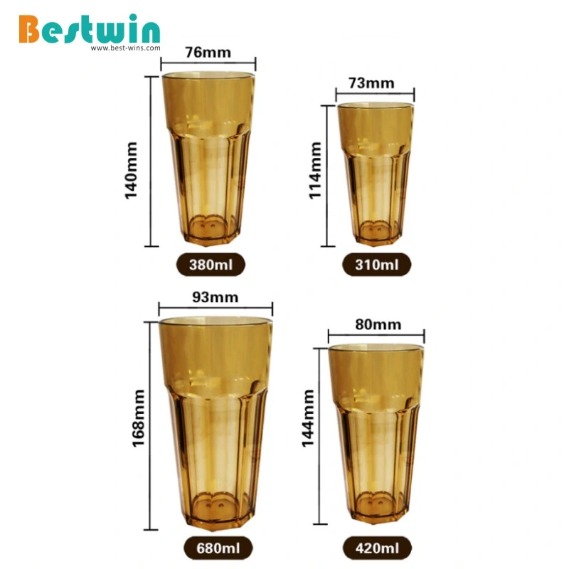 Unbreakable Reusable Polycarbonate Iced Tea Cup Drinking Cola Tumbler Plastic Water Glass