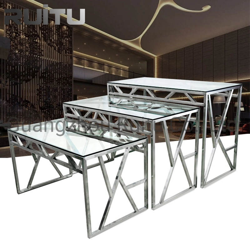 Table Top Catering Equipment Dining Glass Buffet Table Catering Dessert Food Display Stand for Wedding High quality/High cost performance  Luxury Glass Top Catering Buffet Table