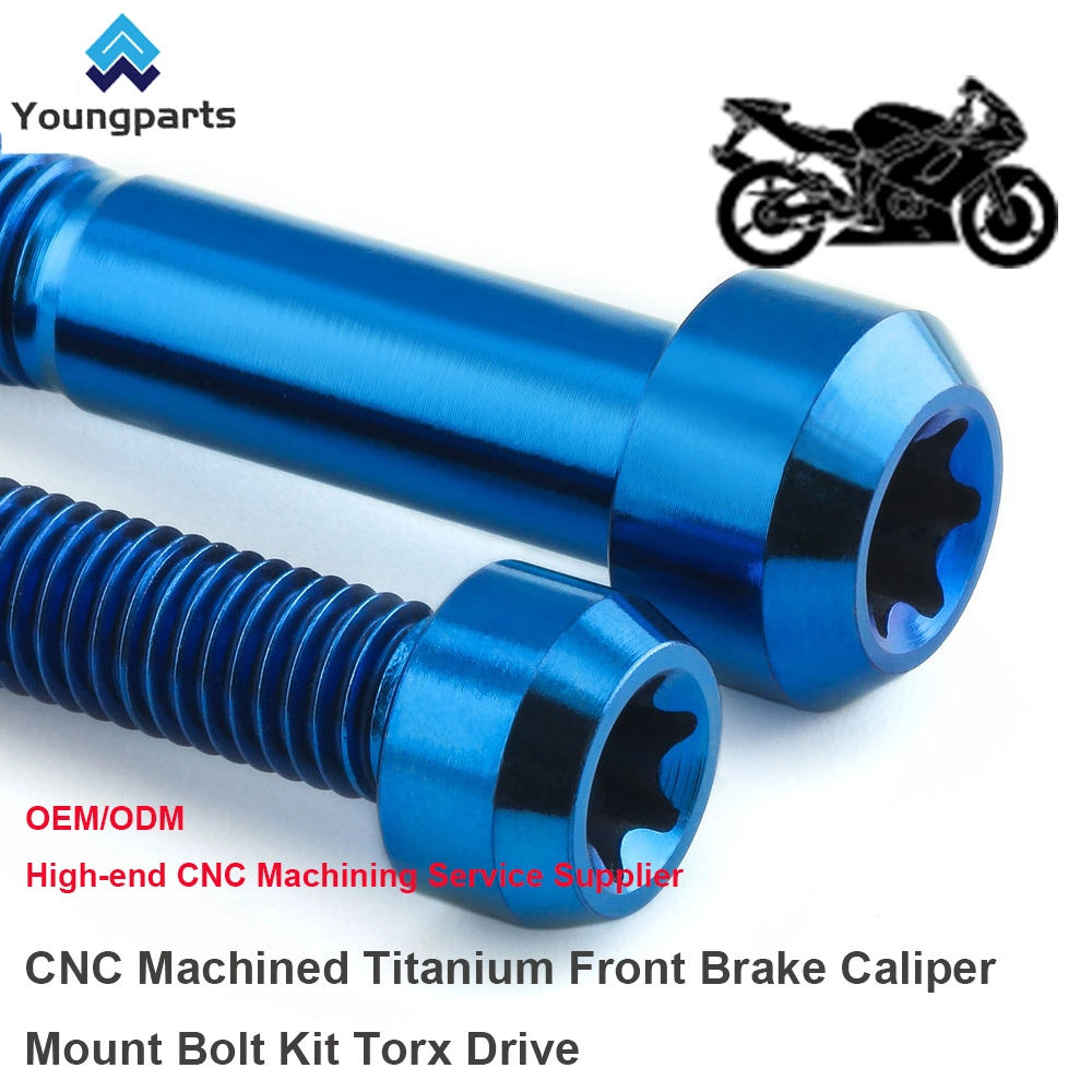 CNC Turned Titanium Front Brake Caliper Mount Bolt Kit - Optimized for Precision and Performance